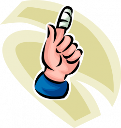 Patient with Band-Aid on Finger - Vector Image