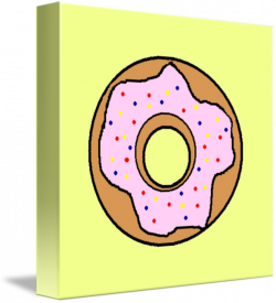 Pink donut with yellow background by bablondie25