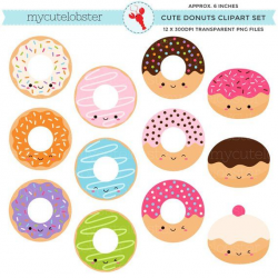 Cute Donuts Clipart Set - clip art set of kawaii donuts ...