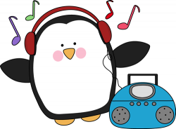 Penguin Listening to Music Clip Art - Penguin Listening to ...