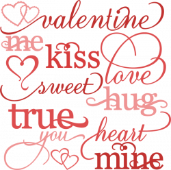 Valentine Word Set SVG cutting files valentines day clipart cute ...