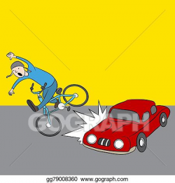 Vector Clipart - Cartoon car hits bike rider. Vector ...