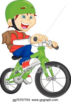 EPS Vector - Cute boy riding bicycle . Stock Clipart ...