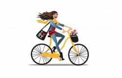 Girl Cycling Png Clipart Background - Bike With Flower ...
