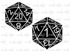 D20 Natural 20 and 1 - Critical Success and Failure - Silhouette cut file