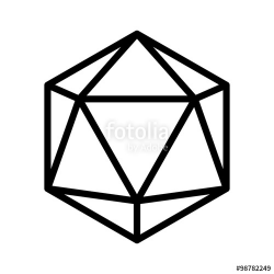 20 sided 20d dice line art icon for apps and websites