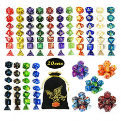 QMAY DND Dice Set, 140PCS Polyhedral Game Dice, 20 Color Double-Colors DND  Dice Role Playing Dice for Dungeon and Dragons DND RPG MTG Table Games Dice  ...