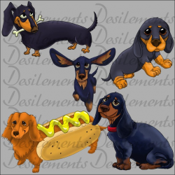 Dachshund Puppy Dog Clipart, cartoon cute Clip Art, PNG, Commercial  license, extended license, license art, digital art, instant download