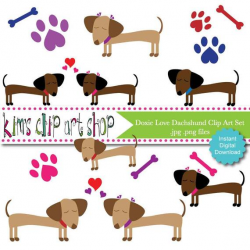 Dachshund Doxie Love Clip Art Set dog clip art, dog clipart ...