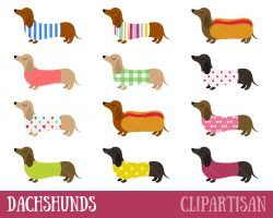 Dachshunds Clipart | Sausage Dogs Clip Art | Weiner Dogs Printables