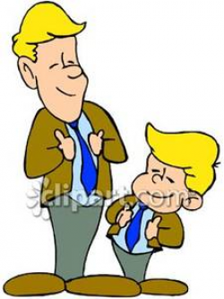 Man and His Son Dressed Alike - Royalty Free Clipart Picture