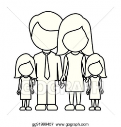 Vector Stock - Monochrome contour faceless with dad mom and ...