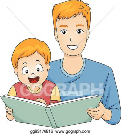 Vector Art - Kid boy father read story book. Clipart Drawing ...