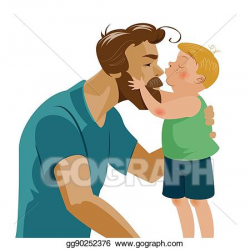 Vector Clipart - Son kissing his dad and kisses on the nose ...