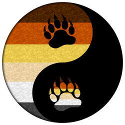 Bear pride Yin and Yang with paw symbols. Black, gray, white, tan ...