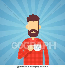 Vector Clipart - Man hold cup happy father day present ...