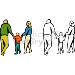 A Mom Dad and Child all Holding Hands Walking clipart. Royalty-free clipart  # 155740