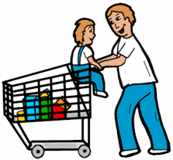Father Shopping with Son in Shopping Cart