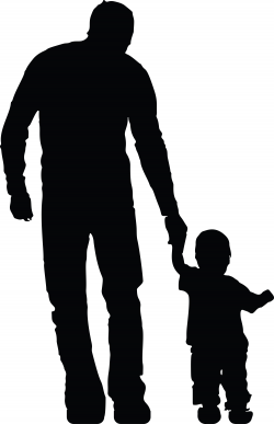 Free Clipart Of A Silhouetted Father Holding Hands With His ...