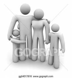 Clipart - Family standing together - dad, mom and 2 kids ...