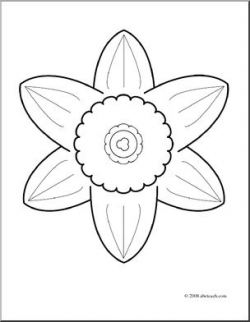 Clip Art: Daffodil Head (coloring page) I abcteach.com ...