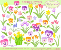 Flower Clipart BUNDLE: Tulip Daffodil Hyacinth Pansy Clipart ...