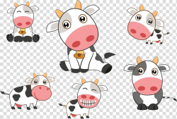 Six dairy cows animated illustration, Holstein Friesian ...