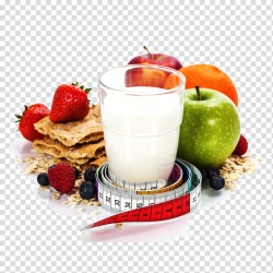 Assorted fruits beside glass of milk illustration, Healthy ...