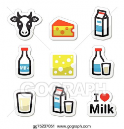 EPS Vector - Dairy products - milk, cheese icons. Stock ...