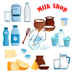 Dairy products, milk isolated icons. Vector milky food and ...