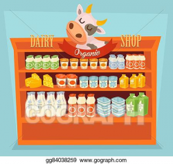 Stock Illustration - Dairy products on wooden table. Clipart ...