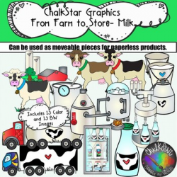 Farm to Table- Dairy Milk Production Clip Art- Chalkstar ...