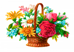 Antique Images: Stock Flower Basket Digital Image Wildflowers Rose ...
