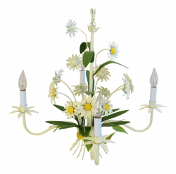 Vintage Four-Light/Arm Italian Daisy Flower Tole Chandelier | Chairish