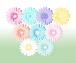 Digital flower clipart Gerbera Daisy Pastel Flowers by ...