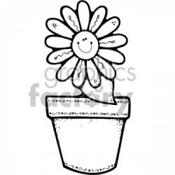 black and white flower pot daisy clipart. Royalty-free clipart # 406982