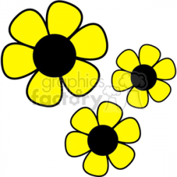 three yellow daisies clipart. Royalty-free clipart # 381931