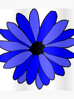 royal blue daisy flower with cute petals design | Poster
