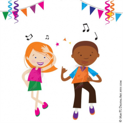 Dance Clipart Disco Kids Party Children Boy Girl Dancing Cute Vector  COMMERCIAL USE Graphics Celebration Fun Funky Illustration Png 10704