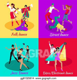 Clip Art Vector - Set street folk dance jazz and disco ...