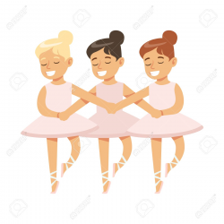 Little Girls Dancing Swans Lake Ballet In Classic Dance ...