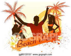 Vector Art - Beach party background with dancing people. EPS ...