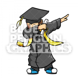 Graduate Dabbing Boy Vector Cartoon Clipart Illustration