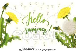 Vector Art - Banner hello summer dandelion seed background ...
