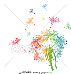 Drawings - Colored dandelion with colored seeds. Stock ...