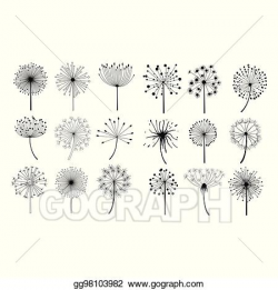 Vector Art - Dandelion fluffy seeds flowers set. Clipart ...