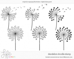 Doodle Dandelion Clipart, Illustrations, Digital Stamp, Clip ...