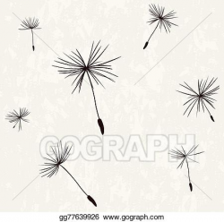 Vector Clipart - Silhouettes of dandelion seeds in the wind ...