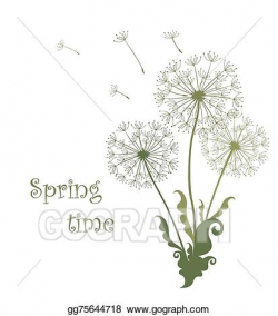 EPS Vector - Spring card with dandelions. Stock Clipart ...