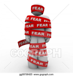 Stock Illustration - Scared afraid man wrapped in red fear ...
